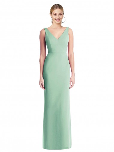 Long Sleeveless Soft Chiffon Mint Green Trumpet Bridesmaid Dress Colchester