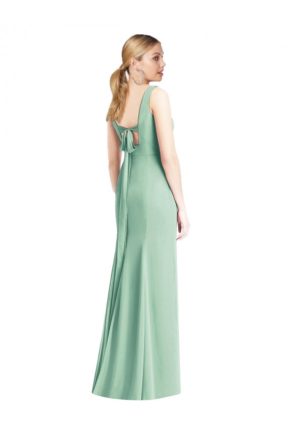 Long Sleeveless Soft Chiffon Mint Green Trumpet Bridesmaid Dress Colchester