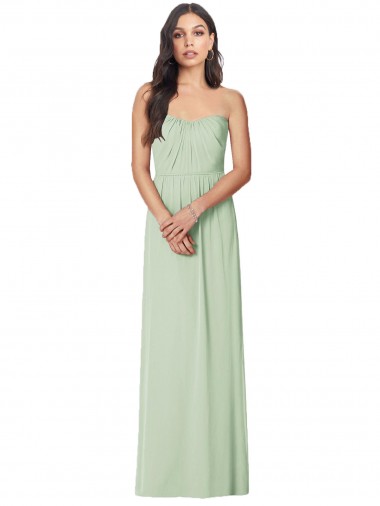 Long Sleeveless Soft Chiffon Sage Trumpet Bridesmaid Dress Colchester