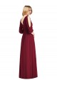 Long Bell Sleeves Soft Chiffon Burgundy Trumpet Formal Dress / Bridesmaid Dress Colchester