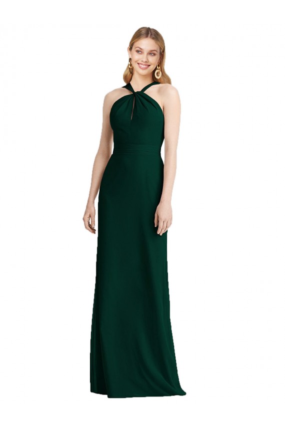 Long Sleeveless Soft Chiffon Ever Green Trumpet Bridesmaid Dress Colchester