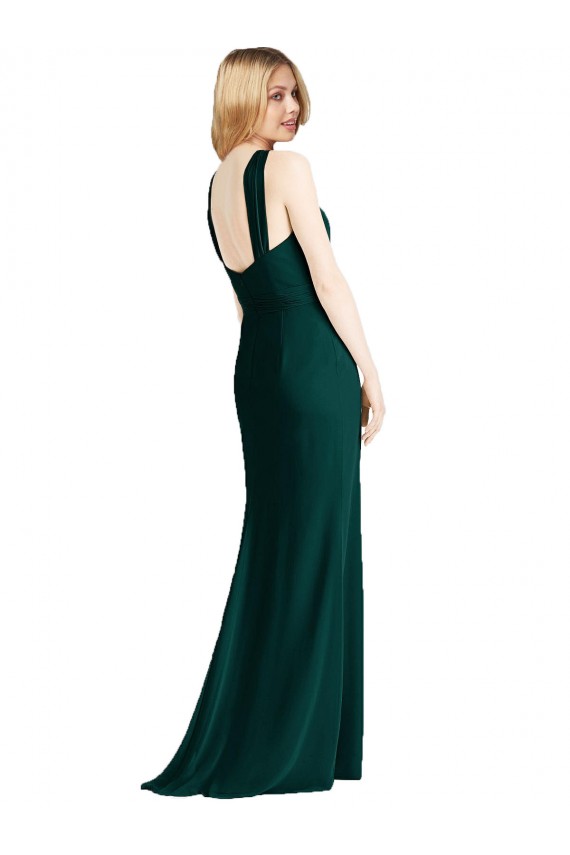 Long Sleeveless Soft Chiffon Ever Green Trumpet Bridesmaid Dress Colchester