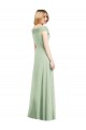 Long Sleeveless Soft Chiffon Sage Off the Shoulder Trumpet Bridesmaid Dress Colchester