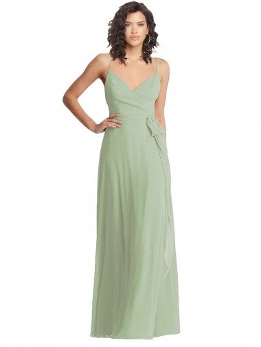 Long Sleeveless Soft Chiffon Smoke Green Trumpet Formal Evening Gown / Bridesmaid Dress Colchester