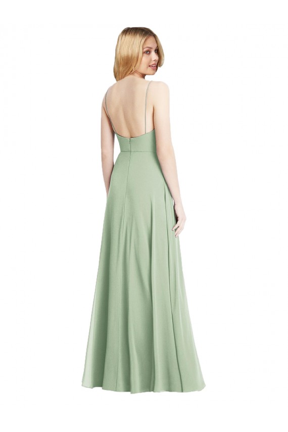 Long Sleeveless Soft Chiffon Sage Trumpet Formal Evening Gown / Bridesmaid Dress Colchester