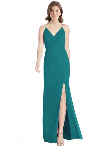 Long Sleeveless Soft Chiffon Hunter Mermaid Bridesmaid Dress Colchester