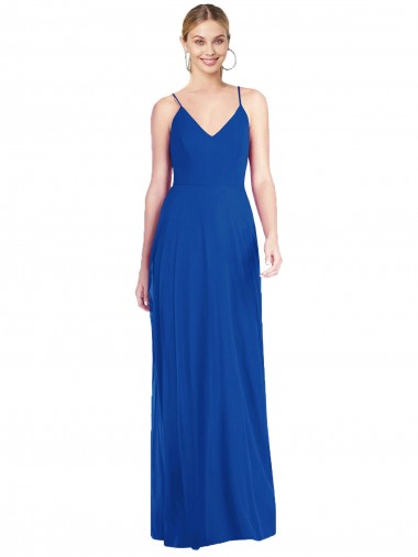 Long Sleeveless Soft Chiffon Royal Blue A-Line Formal Dress / Bridesmaid Dress Colchester