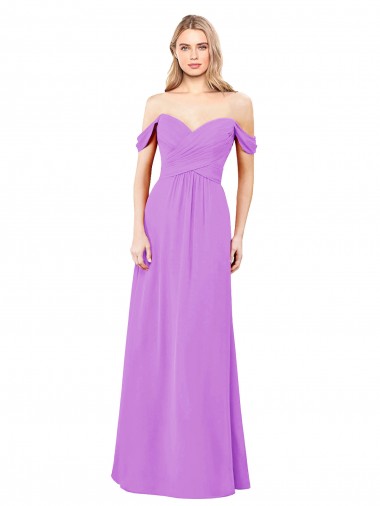 Long Sleeveless Soft Chiffon Violet A-Line Bridesmaid Dress Colchester