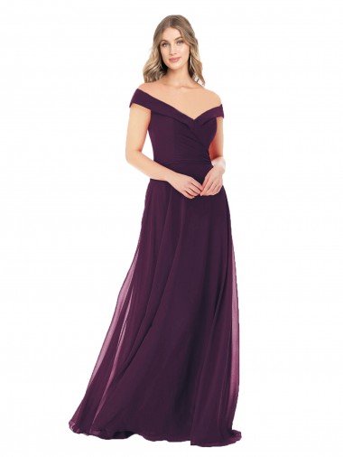 Long Sleeveless Soft Chiffon Grape A-Line Bridal Party Dress Colchester