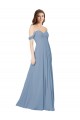 Long Sleeveless Chiffon Dusty Blue Sweetheart A-Line Wedding Party Dress Colchester