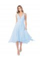 Midi Length Sleeveless Soft Chiffon Light Sky Blue A-Line Bridesmaid Dress Colchester