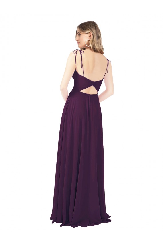 Long Sleeveless Soft Chiffon Grape Spaghetti Straps A-Line Bridesmaid Dress Colchester