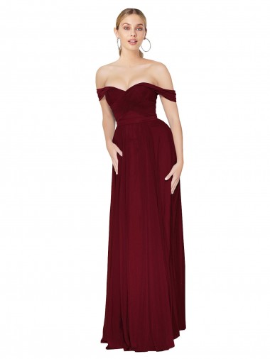 Long Sleeveless Soft Chiffon Burgundy Mermaid Formal Dress / Bridesmaid Dress Colchester