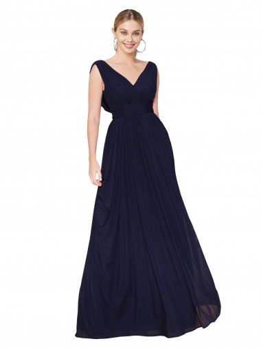 Long Sleeveless Soft Chiffon Dark Navy A-Line Formal Evening Gown / Prom Dress / Bridesmaid Dress Colchester