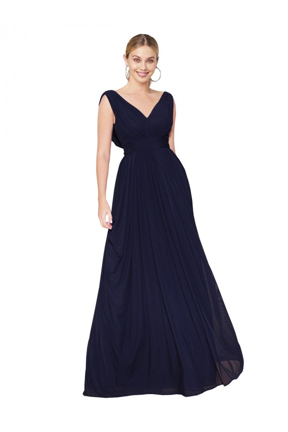 Long Sleeveless Soft Chiffon Dark Navy A-Line Formal Evening Gown / Prom Dress / Bridesmaid Dress Colchester