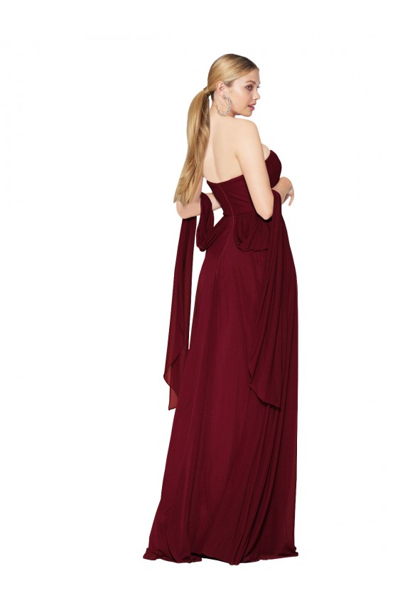 Long Sleeveless Soft Chiffon Burgundy Sweetheart A-Line Formal Evening Gown / Prom Dress / Bridesmaid Dress Colchester