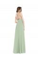 Long Sleeveless Soft Chiffon Sage Scoop Neck A-Line Semi Formal Evening Dress / Bridesmaid Dress Colchester