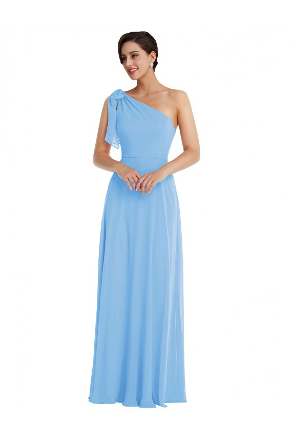 Long Sleeveless Soft Chiffon Periwinkle Trumpet Semi Formal Evening Dress / Bridesmaid Dress Colchester