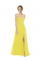 Long Sleeveless Soft Chiffon Yellow A-Line Semi Formal Evening Dress / Bridesmaid Dress Colchester