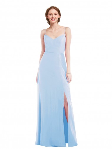 Long Sleeveless Soft Chiffon Light Sky Blue A-Line Formal Evening Gown / Bridesmaid Dress Colchester