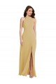 Long Sleeveless Soft Chiffon Gold A-Line Semi Formal Evening Dress / Bridesmaid Dress Colchester