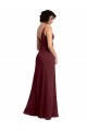 Long Sleeveless Soft Chiffon Burgundy Gold A-Line Bridesmaid Dress / Formal Dress Colchester