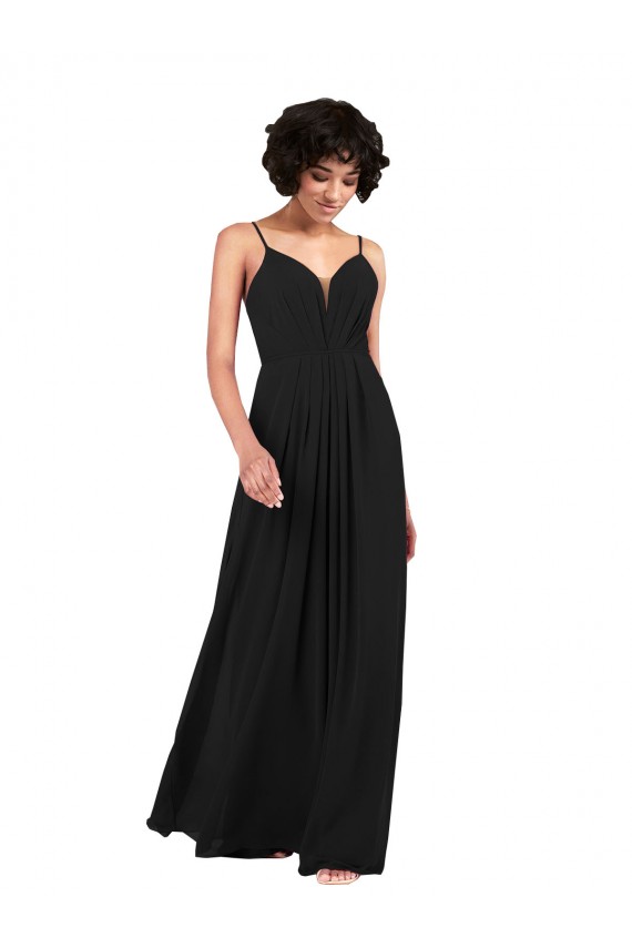 Long Sleeveless Soft Chiffon Black Column Formal Evening Gown / Bridesmaid Dress Colchester