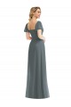 Long Puff Sleeves Soft Chiffon Slate Grey A-Line Semi Formal Evening Dress / Bridesmaid Dress Colchester