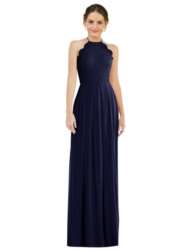 Long Sleeveless Soft Chiffon Dark Navy A-Line Semi Formal Evening Dress / Bridesmaid Dress Colchester