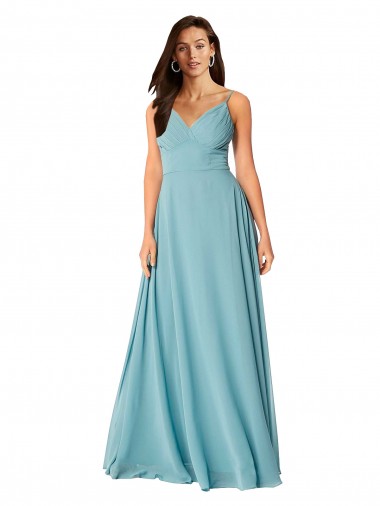 Long Sleeveless Soft Chiffon Turquoise A-Line Bridesmaid Dress Colchester