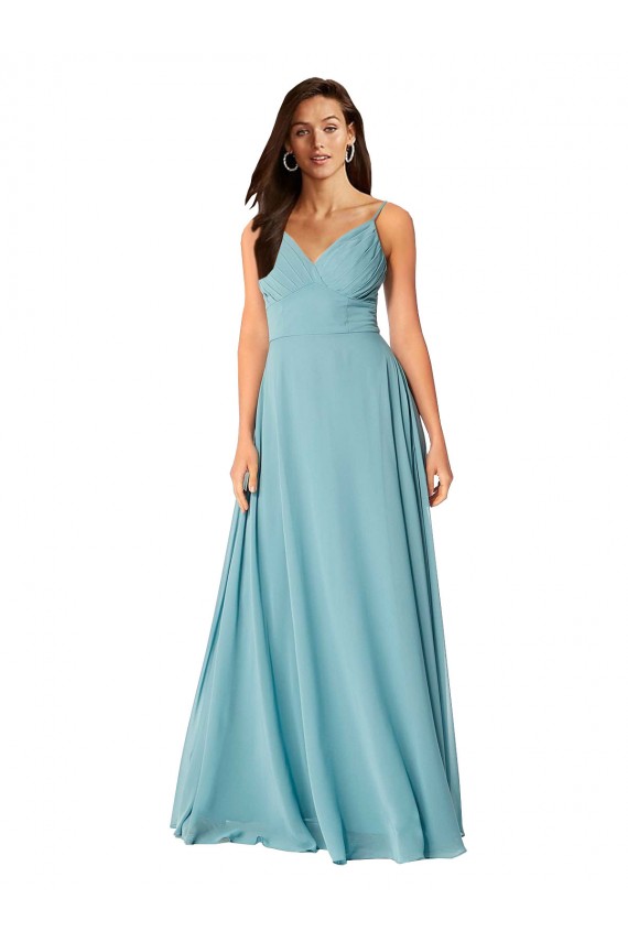 Long Sleeveless Soft Chiffon Turquoise A-Line Bridesmaid Dress Colchester