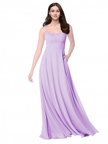 Long Sleeveless Soft Chiffon Lilac A-Line Bridal Party Dress Colchester