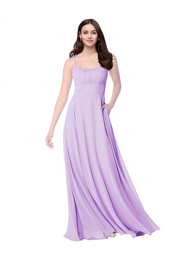 Long Sleeveless Soft Chiffon Lilac A-Line Bridal Party Dress Colchester