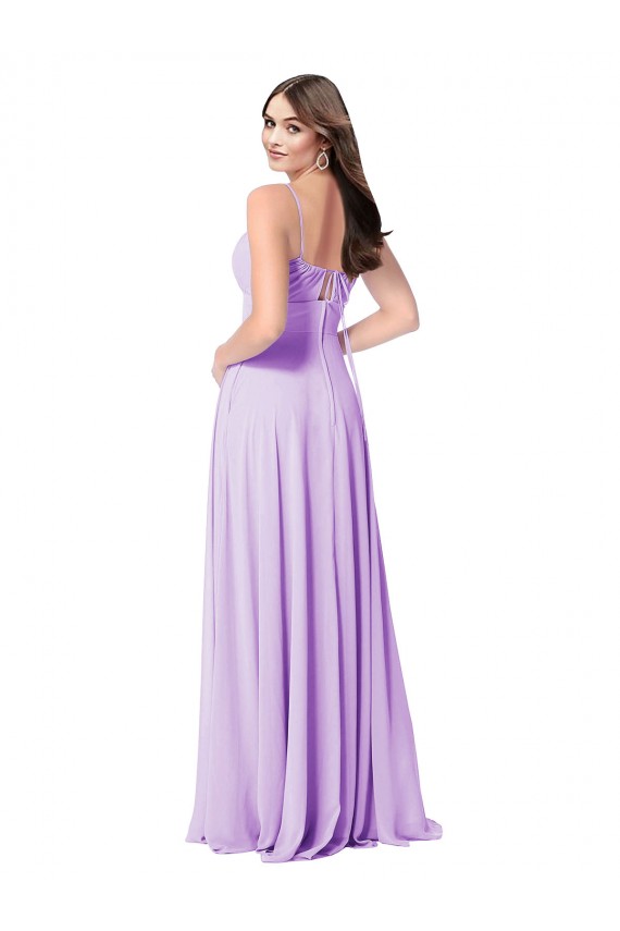 Long Sleeveless Soft Chiffon Lilac A-Line Bridal Party Dress Colchester