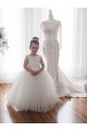 Chapel Train Sleeveless Tulle & Lace Ivory Bateau Neckline Ball Gown Flower Girl Dress Colchester