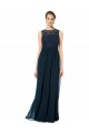 Long Sleeveless Chiffon & Lace Dark Navy A-Line Bridesmaid Dress Colchester