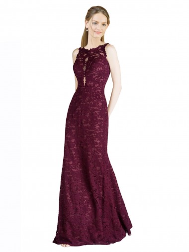 Long Sleeveless Lace Burgundy Gold A-Line Prom Dress / Bridesmaid Dress Colchester