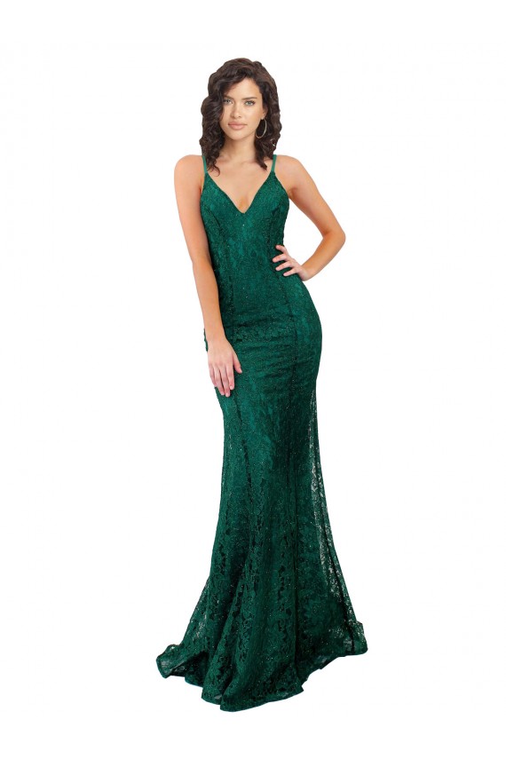 Long Sleeveless Lace Dark Green Mermaid Black Tie Evening Gown / Prom Dress / Bridesmaid Dress Colchester