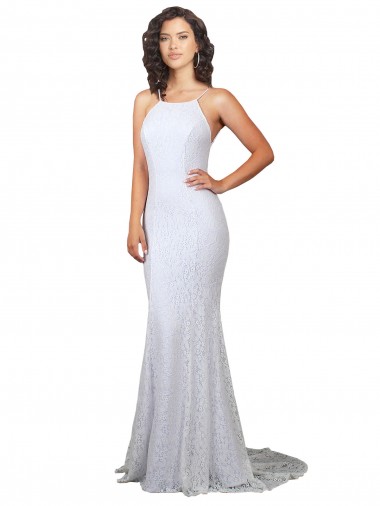 Sweep Train Sleeveless Lace White Mermaid Wedding Dress Colchester