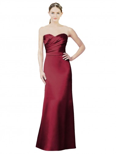 Long Sleeveless Satin Burgundy Mermaid Bridesmaid Dress / Evening Dress Colchester