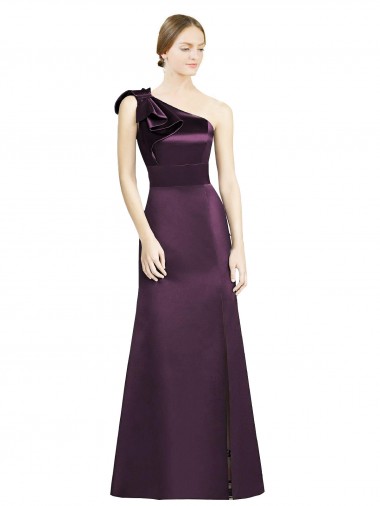 Long Sleeveless Satin Grape Mermaid Bridesmaid Dress Colchester