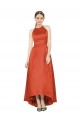 Sleeveless Satin Spice Red A-Line High Low Bridesmaid Dress Colchester