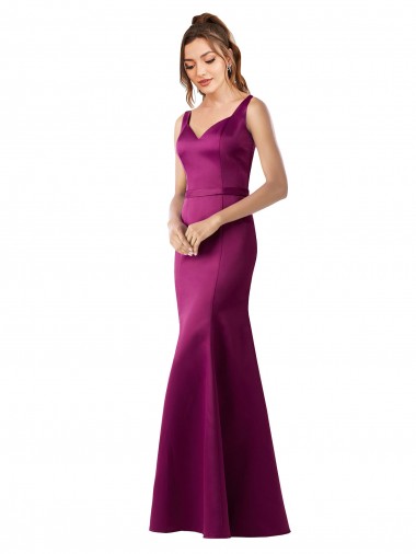 Long Sleeveless Satin Merlot Sheath Black Tie Evening Gown / Prom Dress / Bridesmaid Dress Colchester