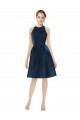 Cocktail Length Sleeveless Satin Dark Navy A-Line Bridesmaid Dress Colchester