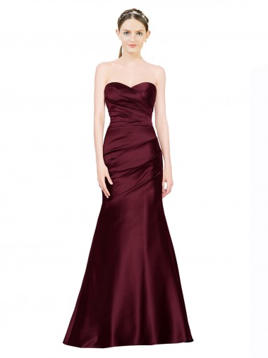 Long Sleeveless Satin Burgundy Mermaid Formal Evening Gown / Prom Dress / Bridesmaid Dress Colchester