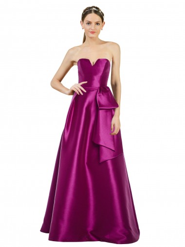 Long Sleeveless Satin Merlot A-Line Prom Dress / Bridesmaid Dress Colchester