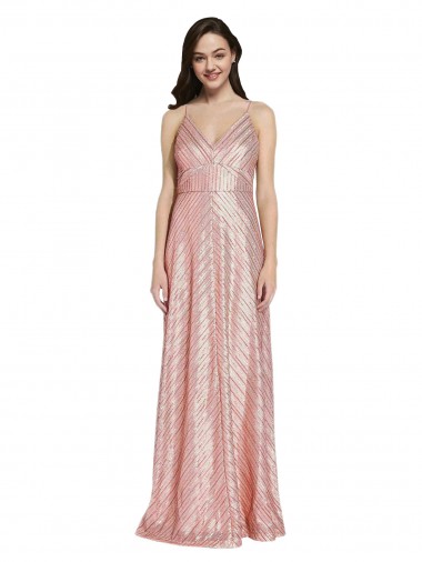 Long Sleeveless Sequin Rose Gold Sheath Formal Evening Gown / Prom Dress / Bridesmaid Dress Colchester