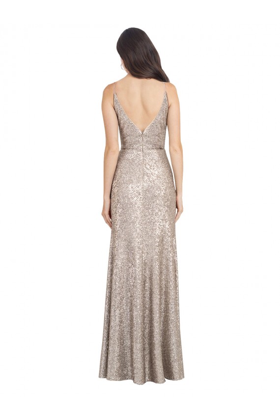 Long Sleeveless Sequin & Sparkling Sequin Silver Sheath Formal Evening Gown / Prom Dress / Bridesmaid Dress Colchester