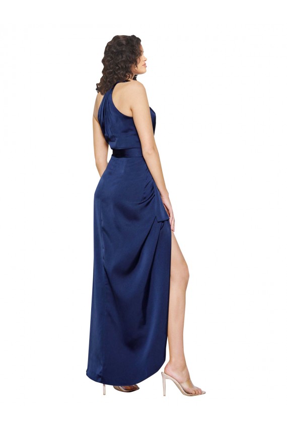 Long Sleeveless Silk like Satin Sapphire A-Line High Low Evening Gown / Prom Dress / Bridesmaid Dress Colchester