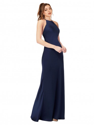 Long Sleeveless Silk like Satin Sapphire Sheath Formal Evening Gown / Prom Dress / Bridesmaid Dress Colchester